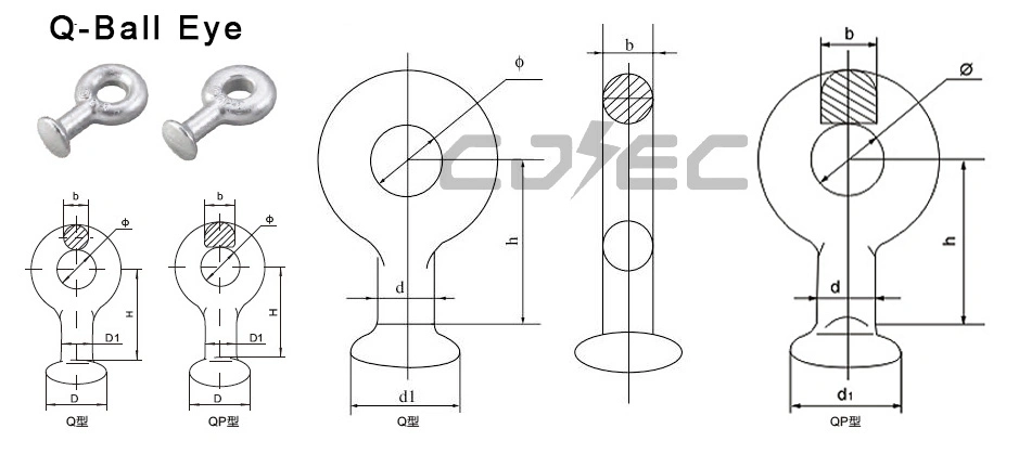 11kv Disc Suspension String Q-7 Ball Eye Pole Line Hardware Electric Power Fitting Link for Power Accessories